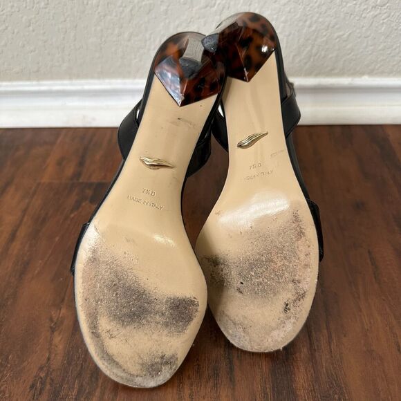 DIANE VON FURSTENBERG Vera Simple Strap Leather Heels Black Calf Leather - Picture 9 of 11